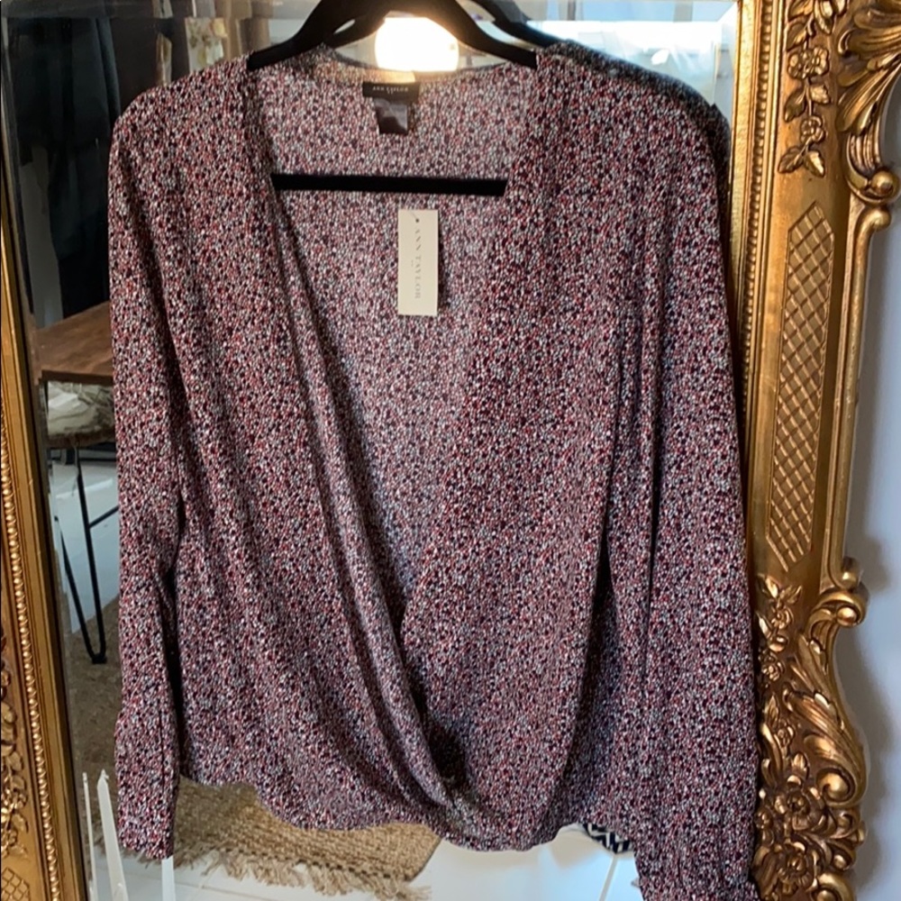 Ann Taylor cross front blouse